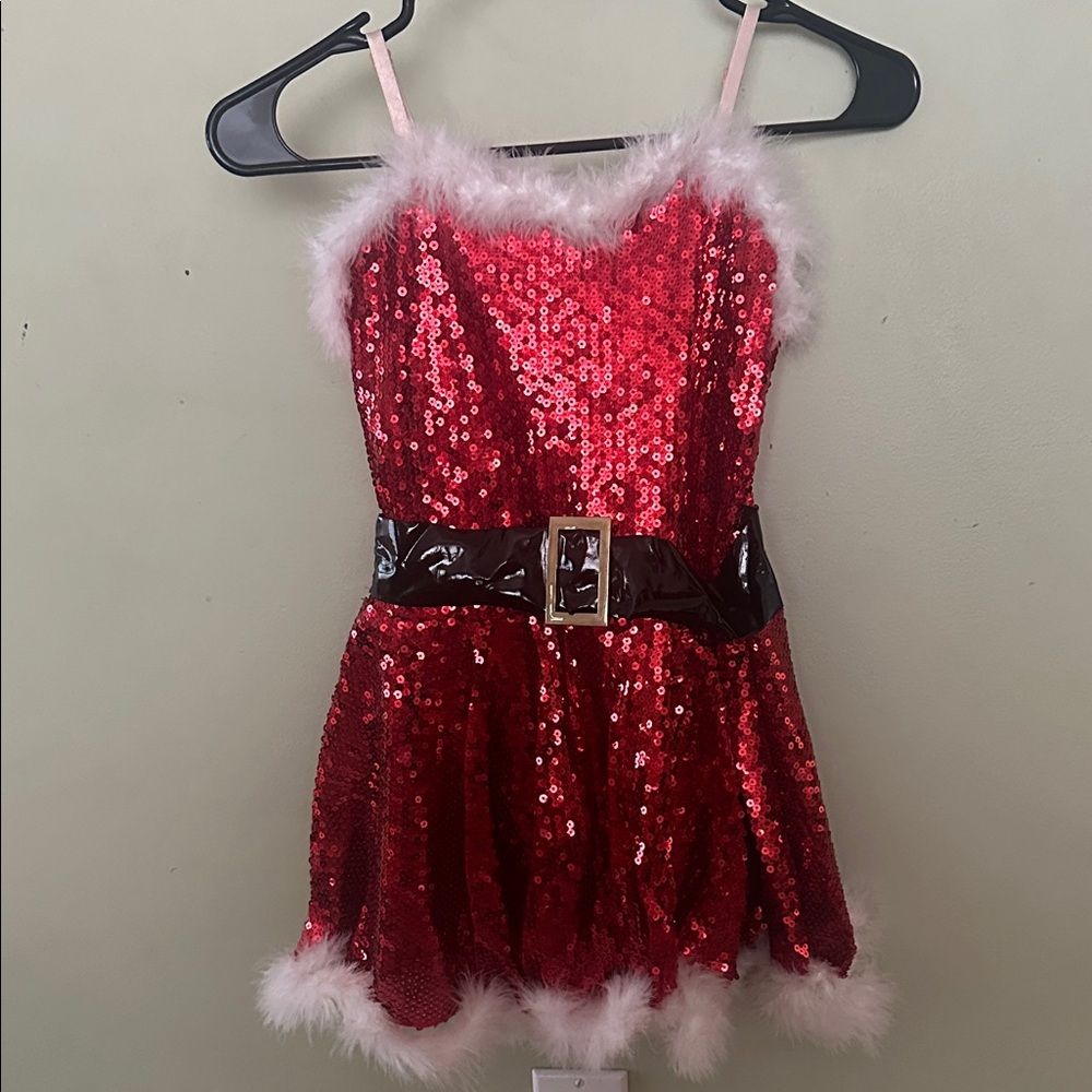 Festive Red Sequin Santa Dress/ costume for Kids